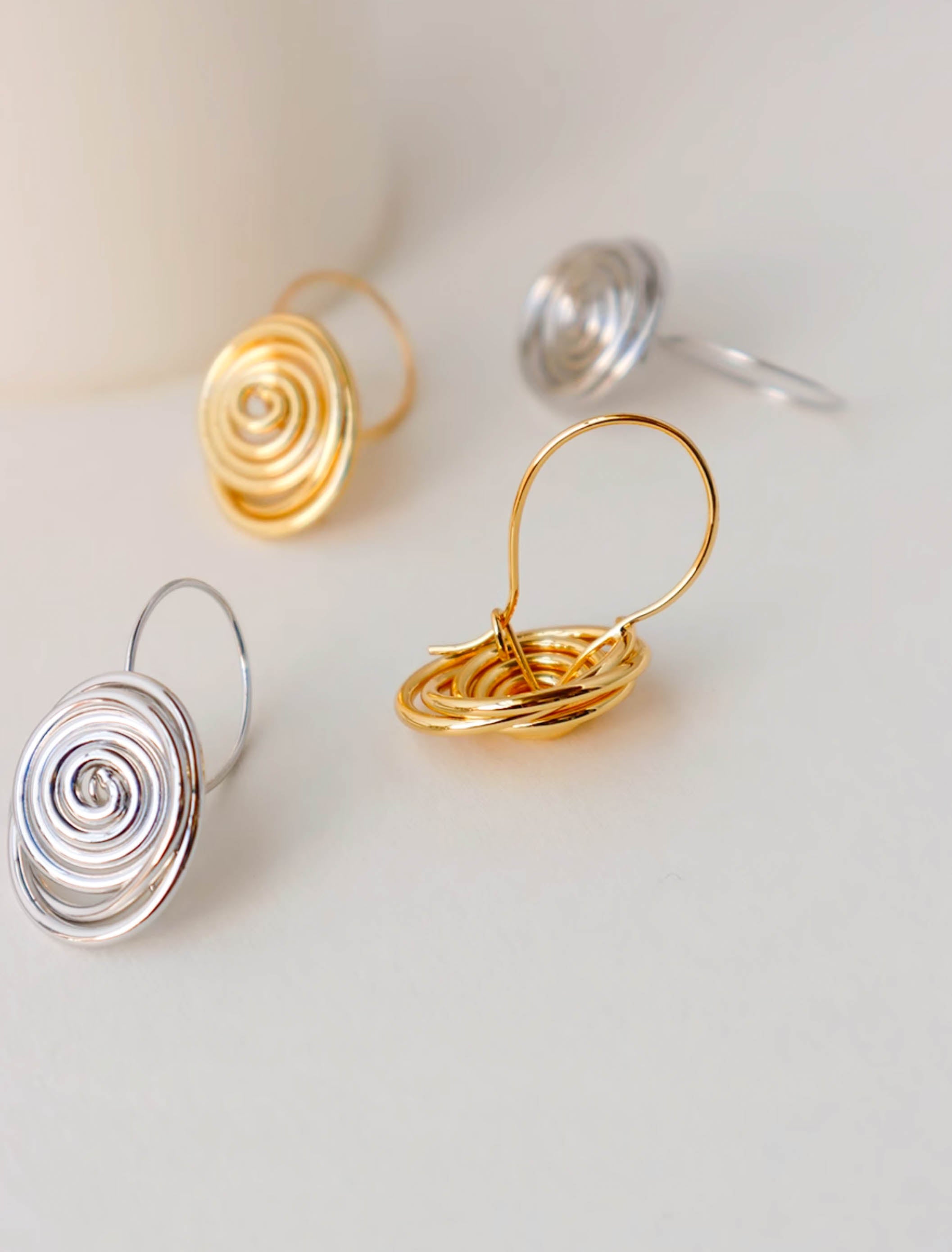 Gold/ Silver Wire Swirl Hook Earrings