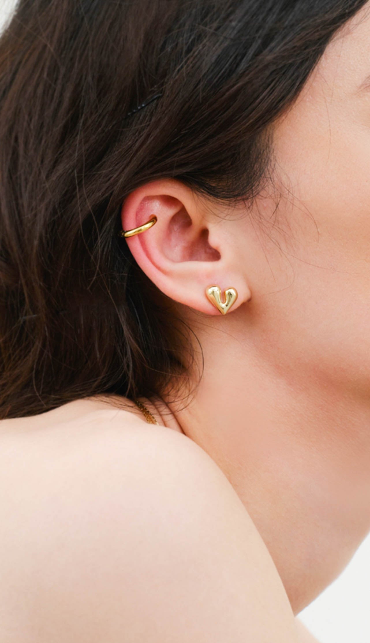 Gold/ Silver Heart Stud Earrings