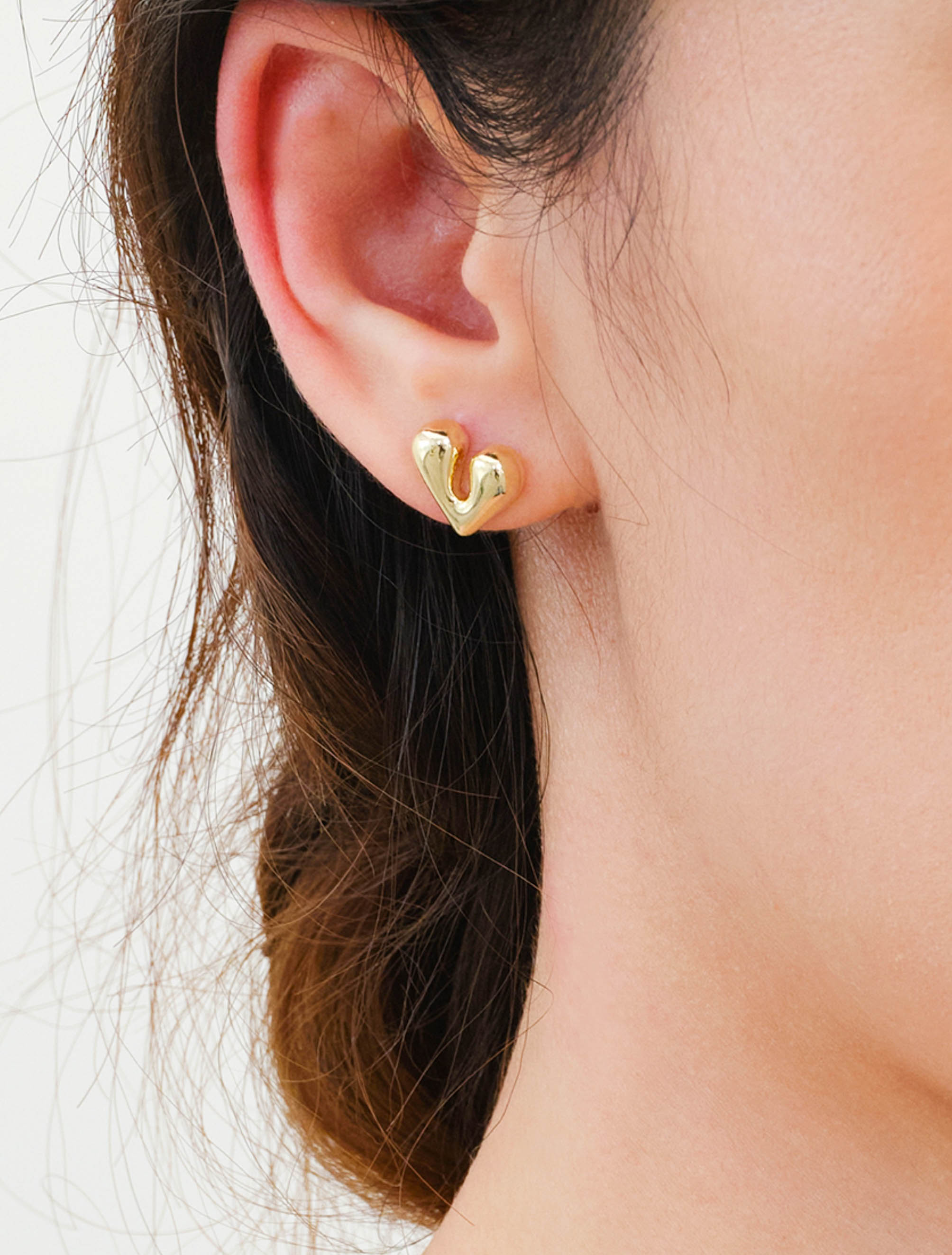 Gold/ Silver Heart Stud Earrings