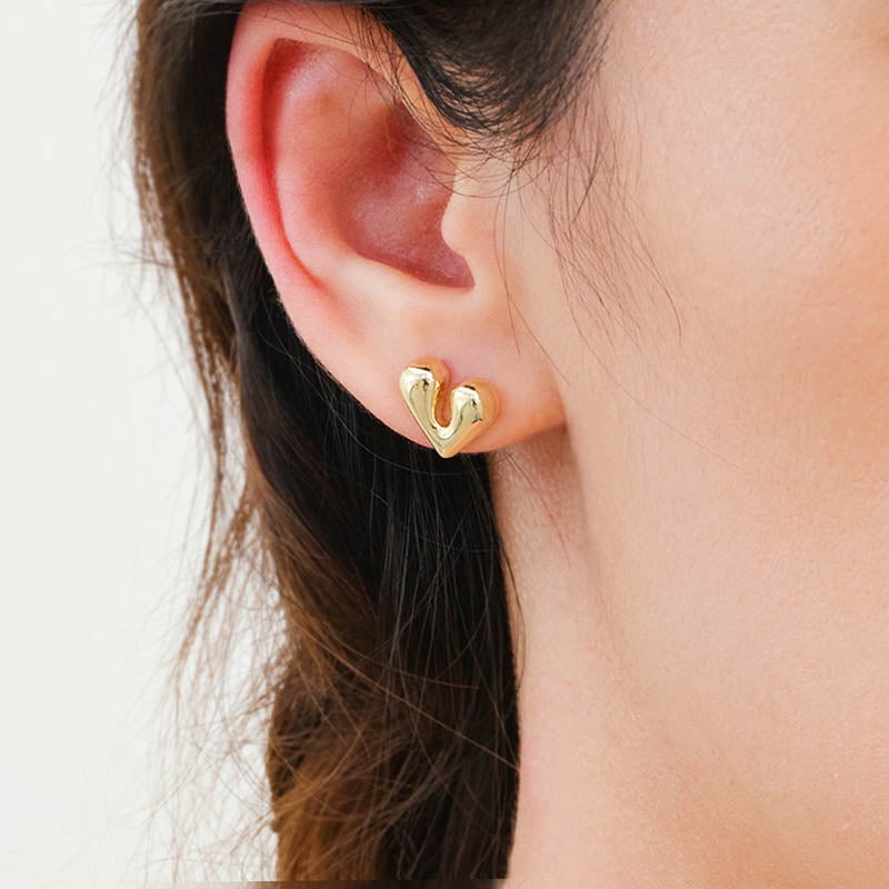 Gold/ Silver Heart Stud Earrings