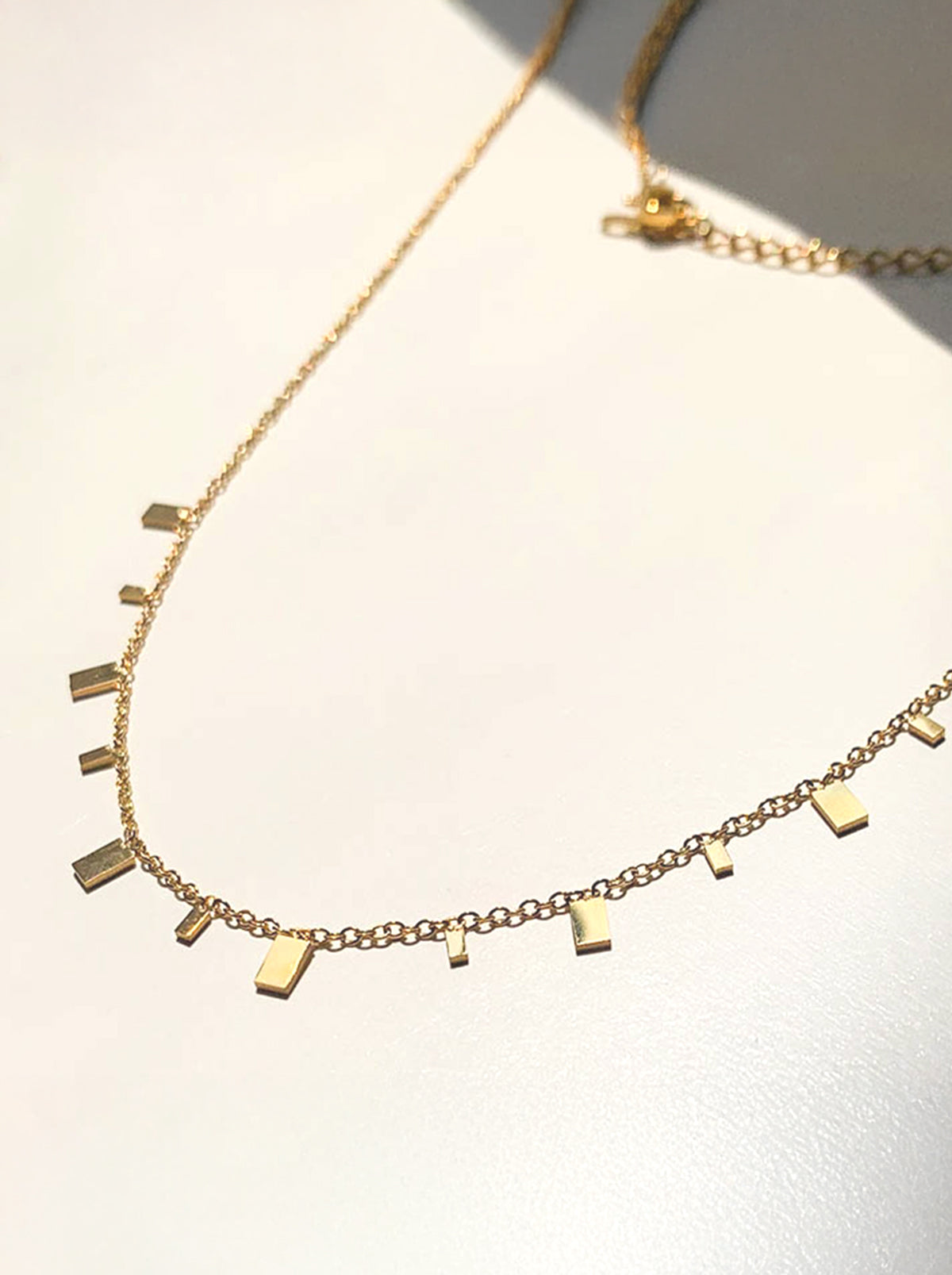 Gold Rectangle Pendant Chokers Chain Necklace