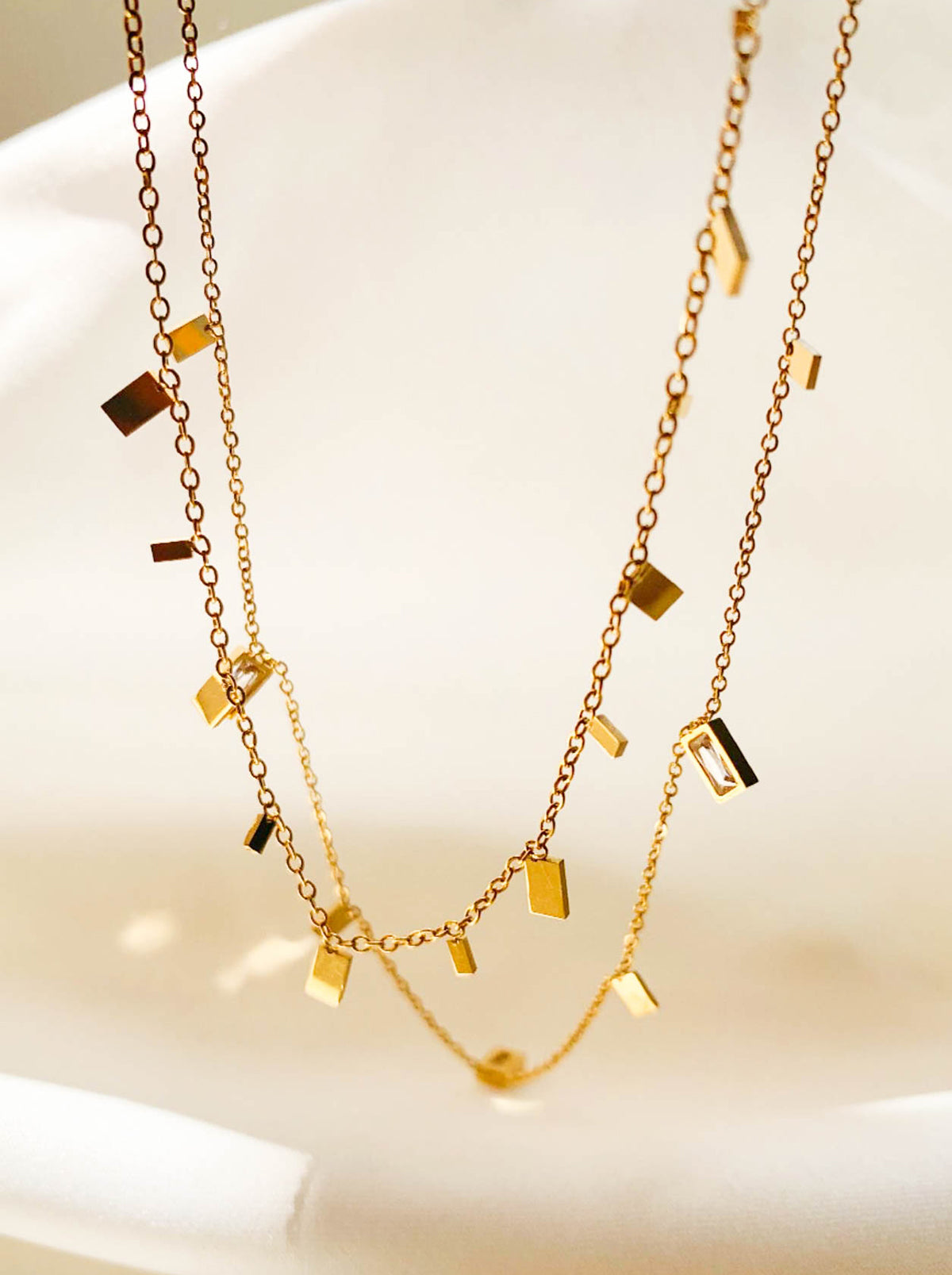 Gold Rectangle Pendant Chokers Chain Necklace