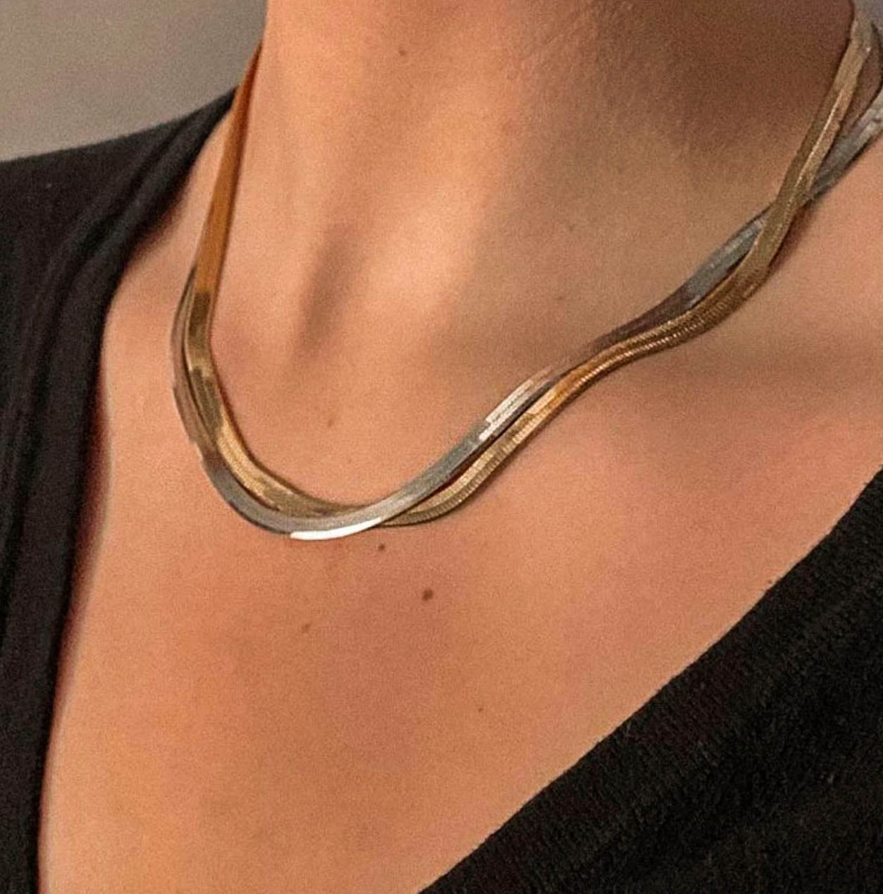 Gold/ Silver Snake Chain Choker Necklace