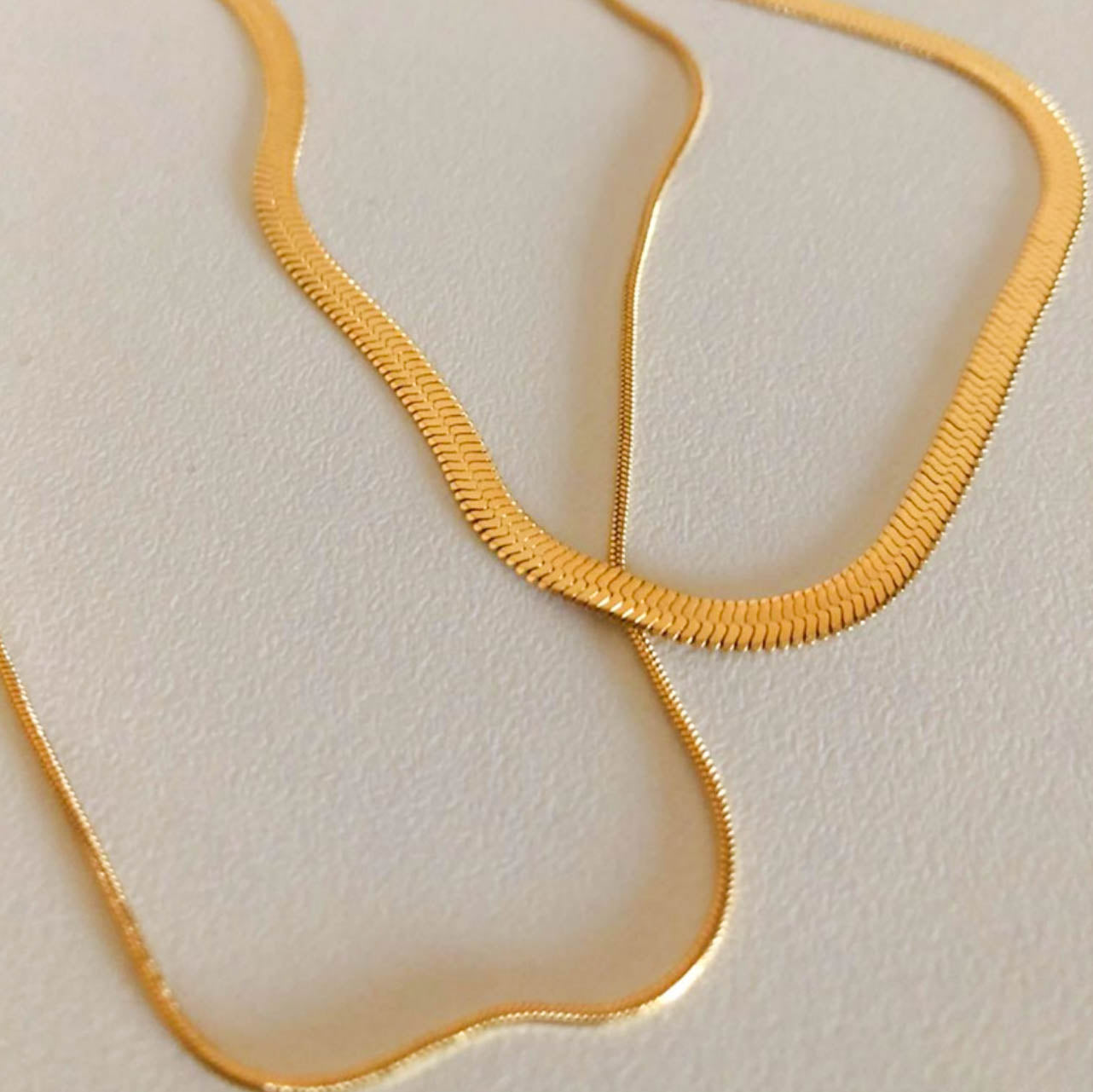 Gold Double Layer Snake Chain Necklace