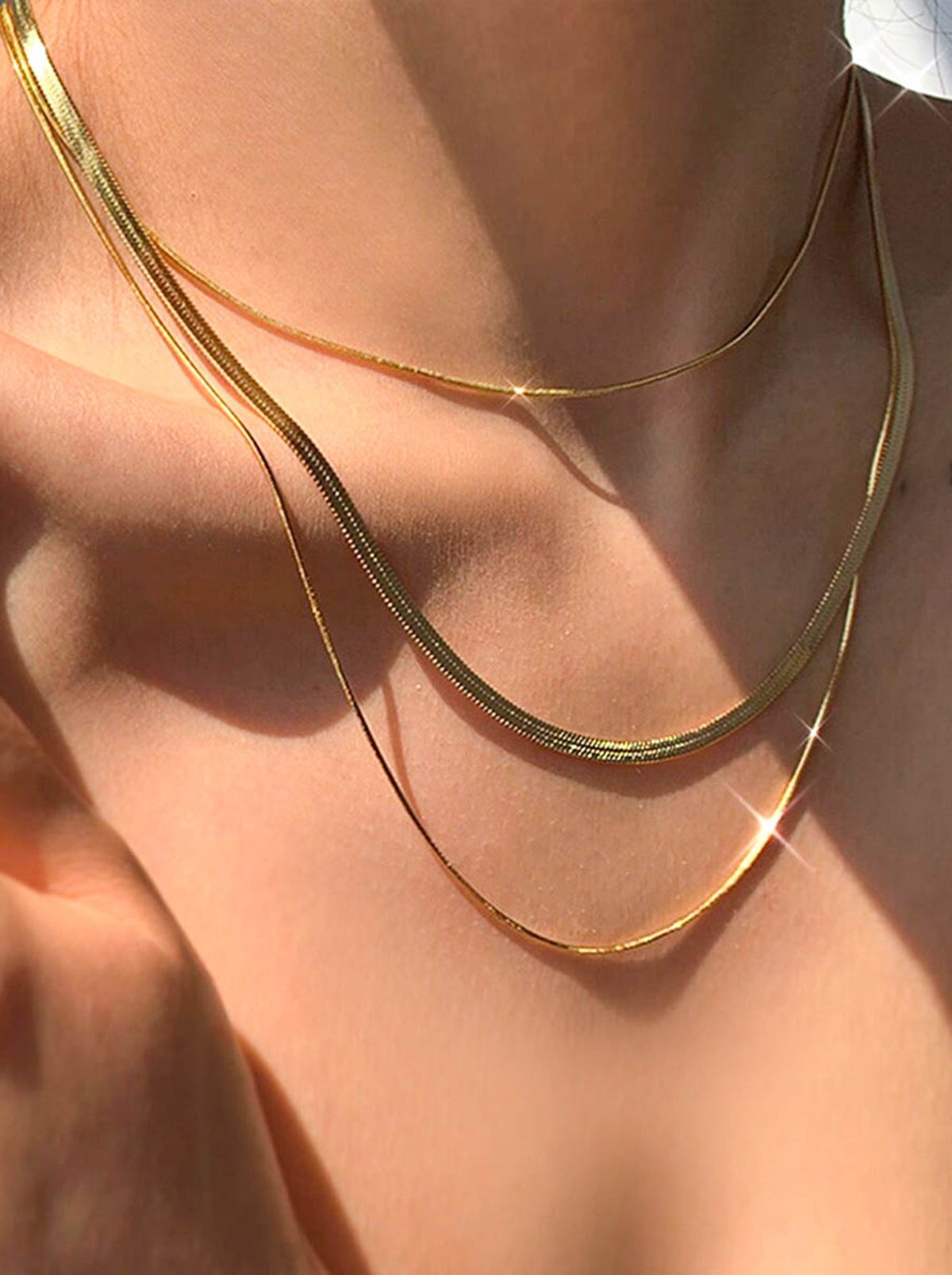 Gold Triple Layer Snake Chain Necklace