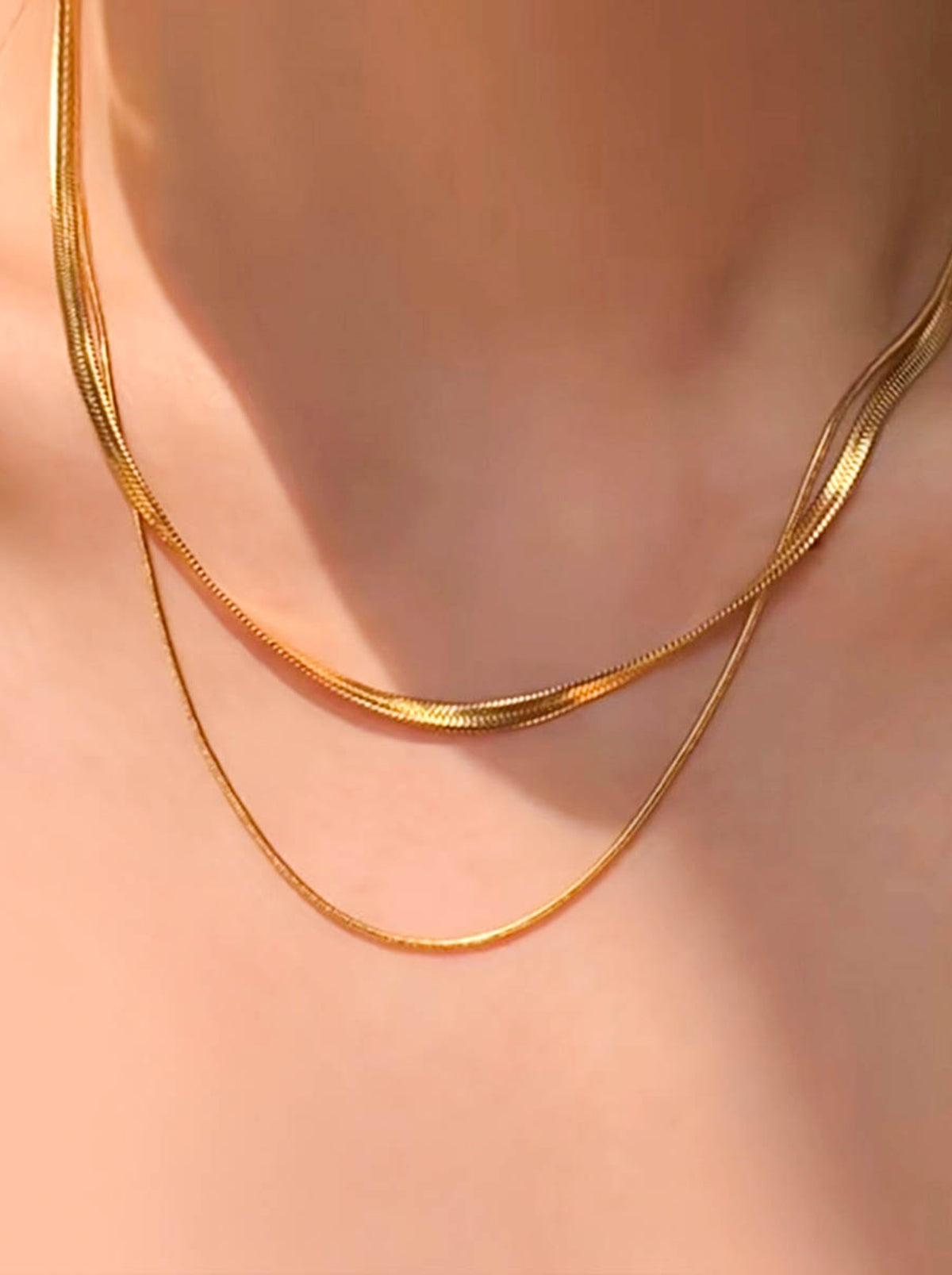 Gold Double Layer Snake Chain Necklace