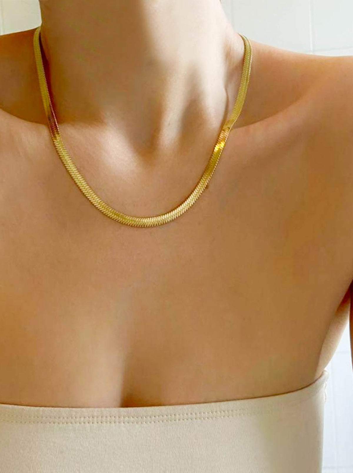 Gold Snake Chain Choker Necklace