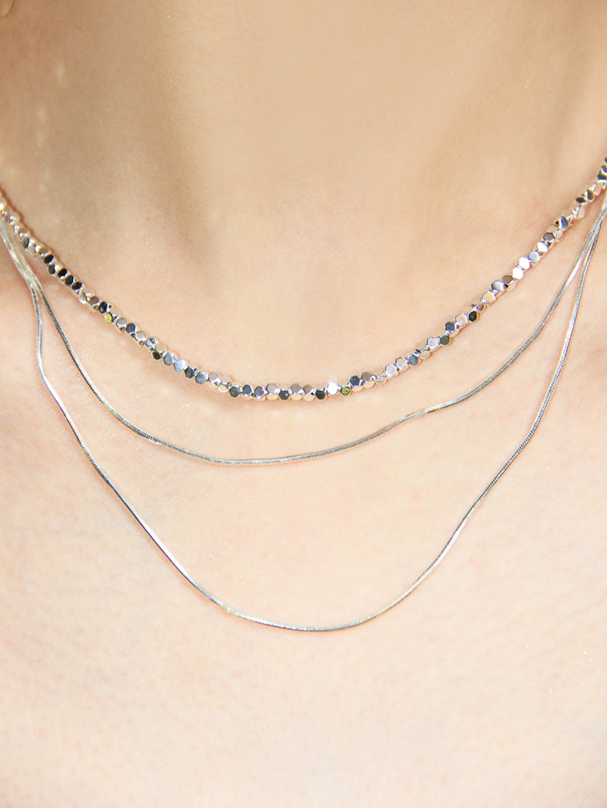 Silver Minimalist Layered Necklace Set