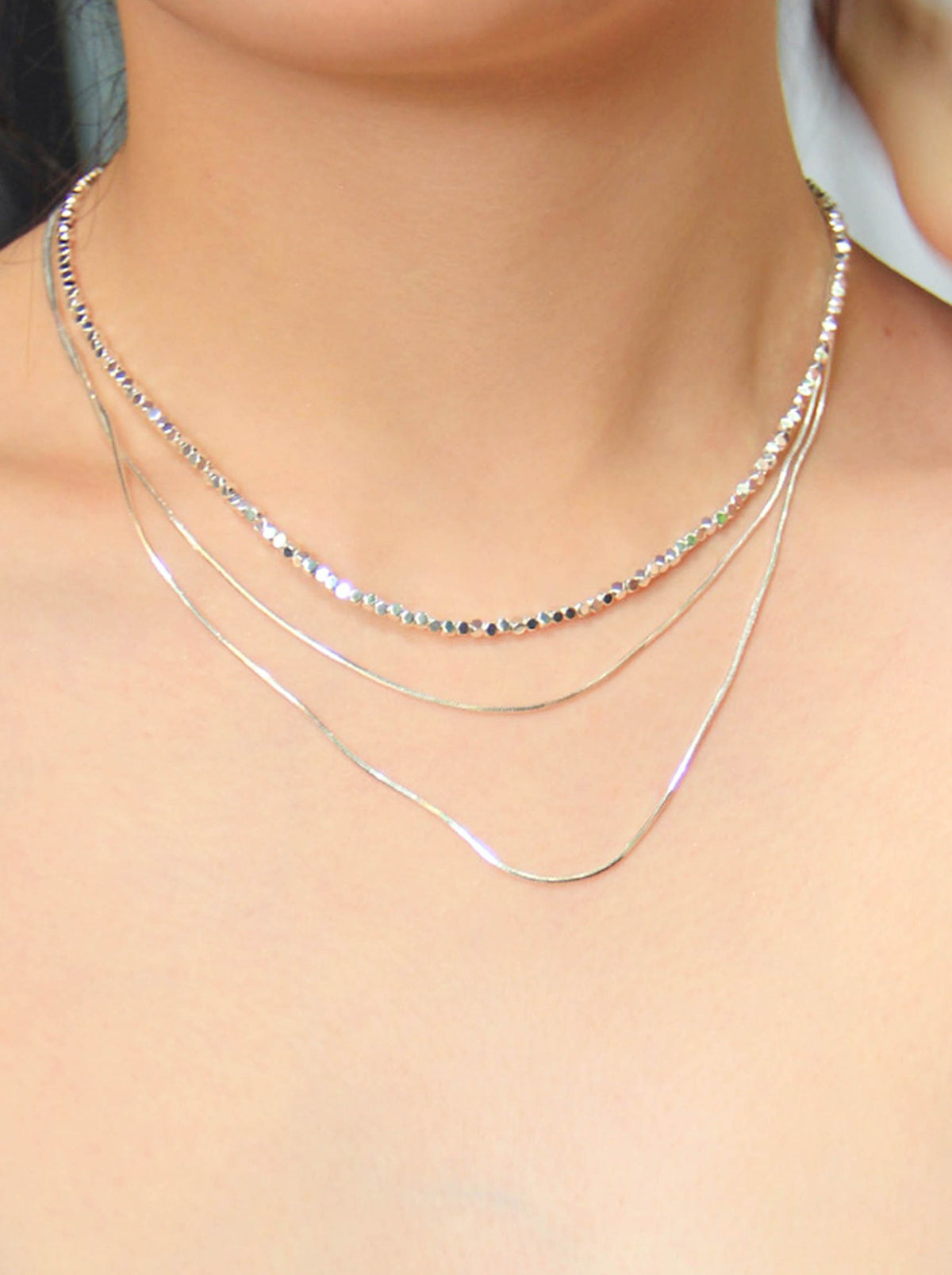 Silver Minimalist Layered Necklace Set