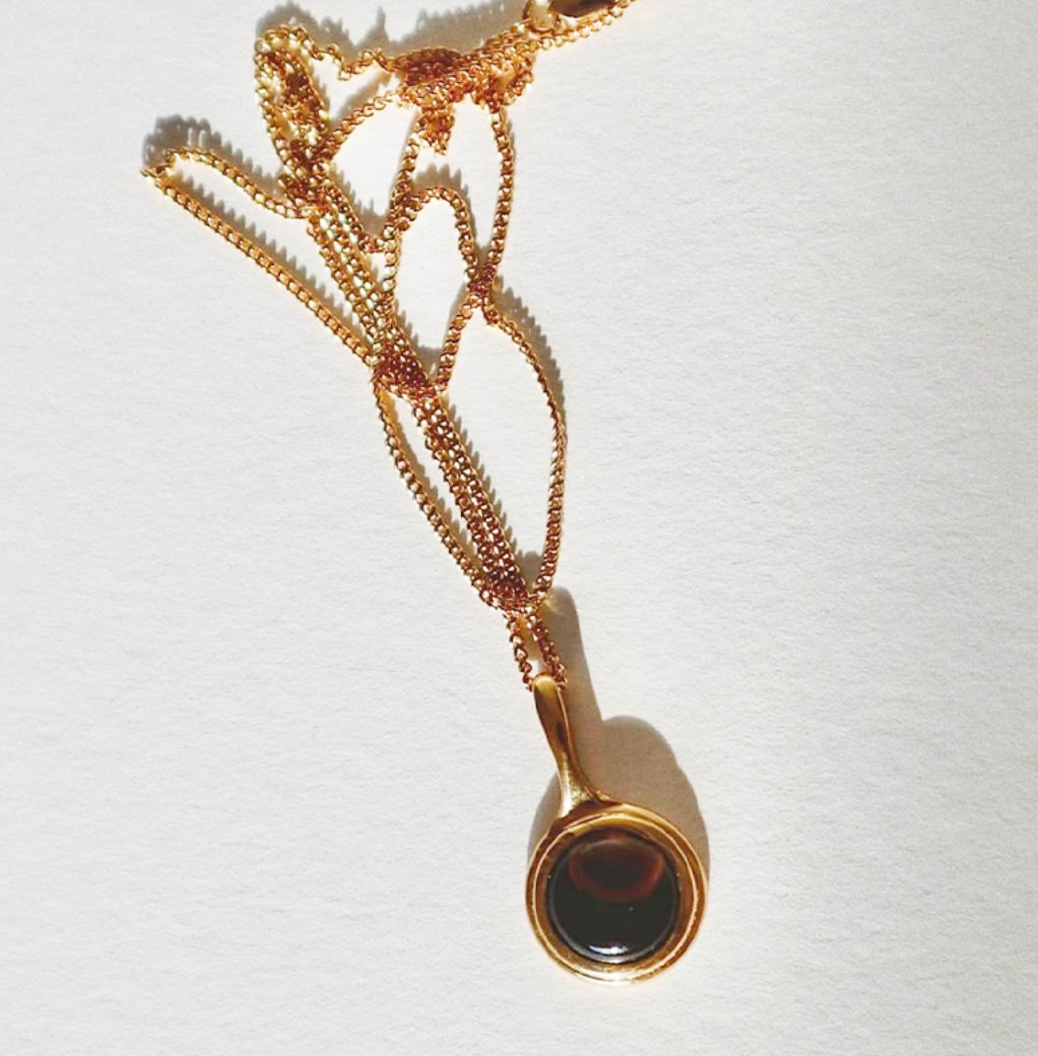 Gold Tiger's Eye Stone Brown Pendant Necklace