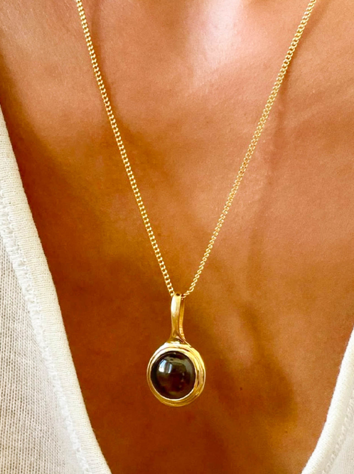 Gold Tiger's Eye Stone Brown Pendant Necklace