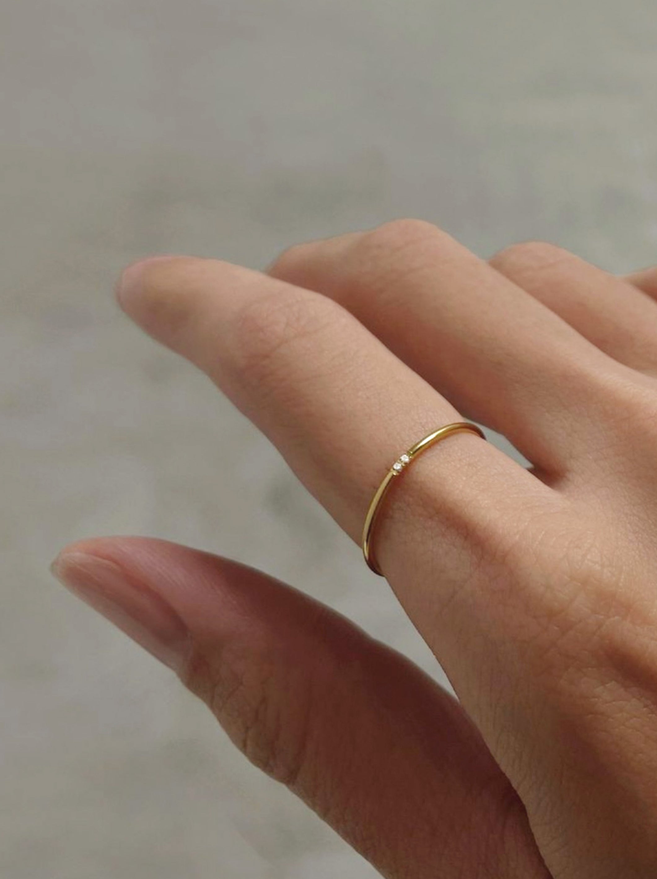 Gold Stacking Ring with Rhinestones