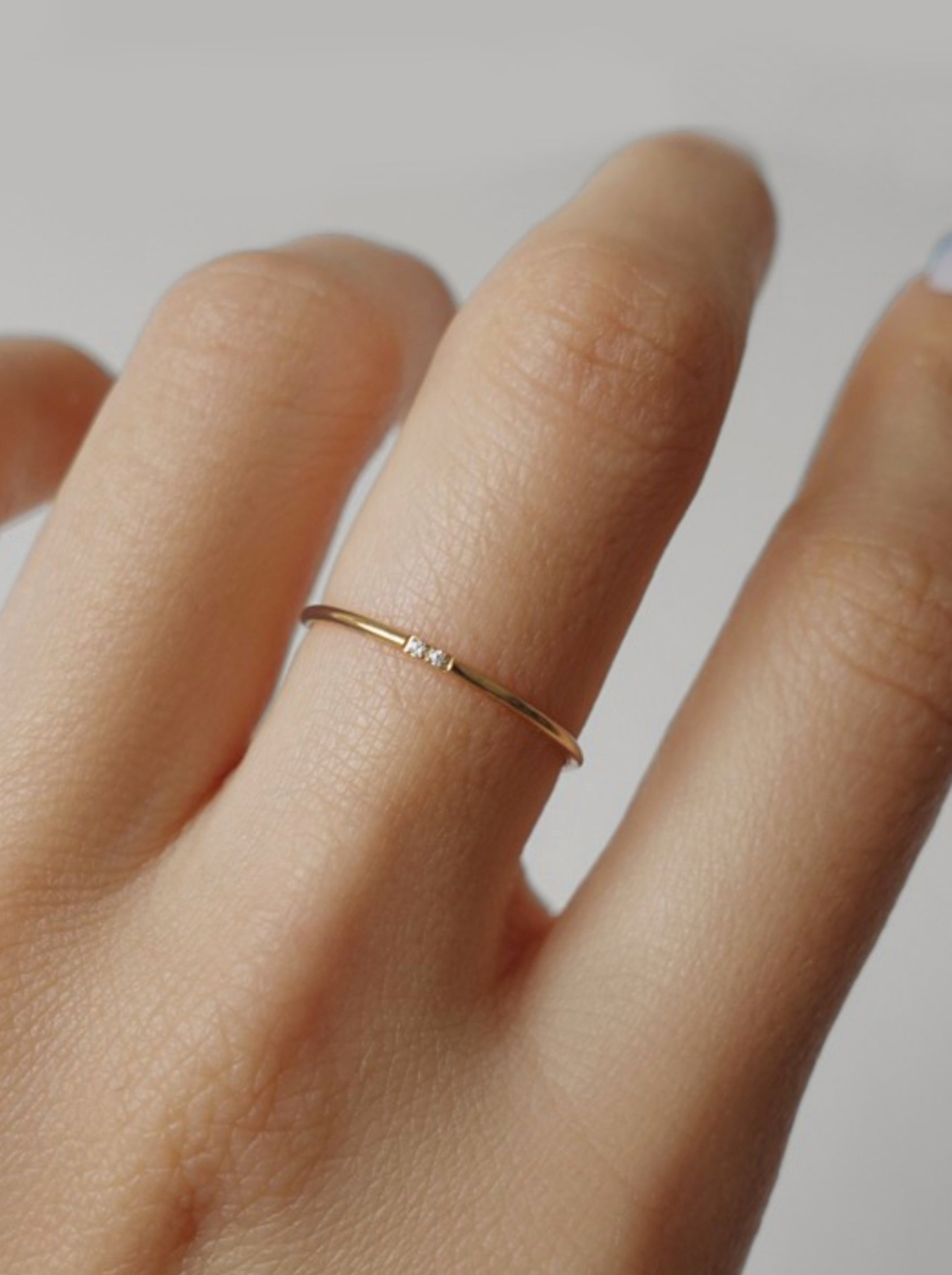 Gold Stacking Ring with Rhinestones