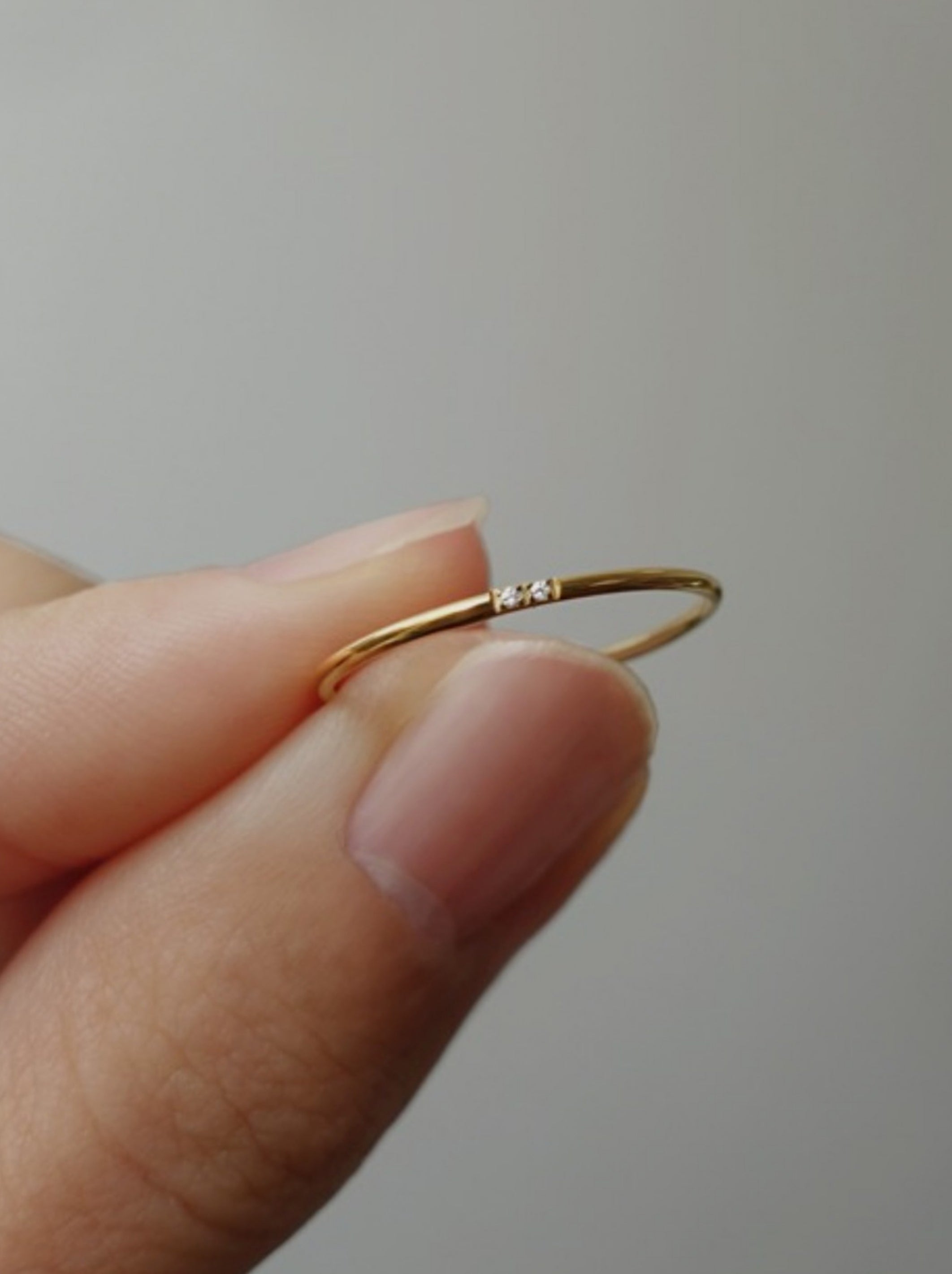 Gold Stacking Ring with Rhinestones