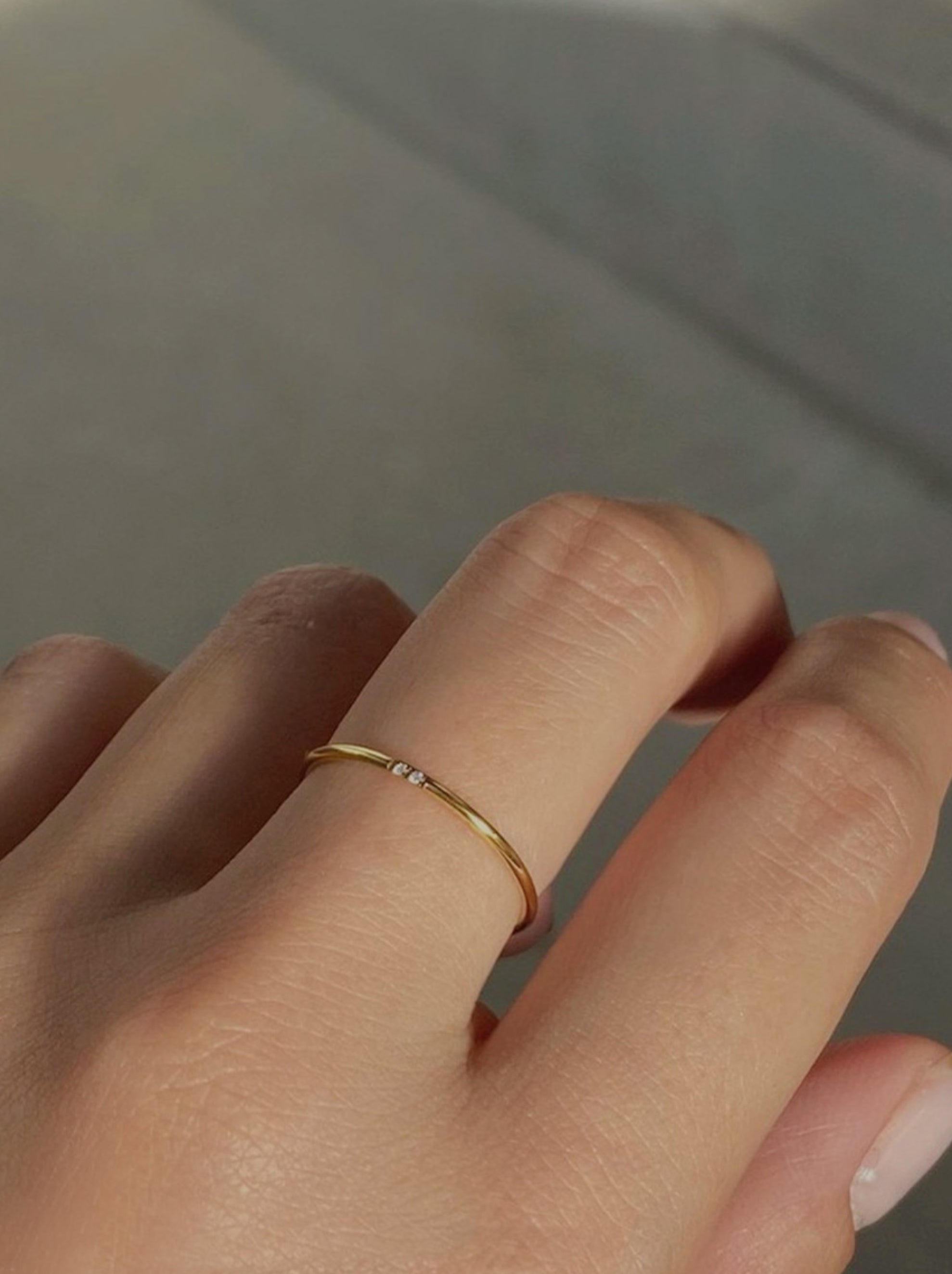 Gold Stacking Ring with Rhinestones