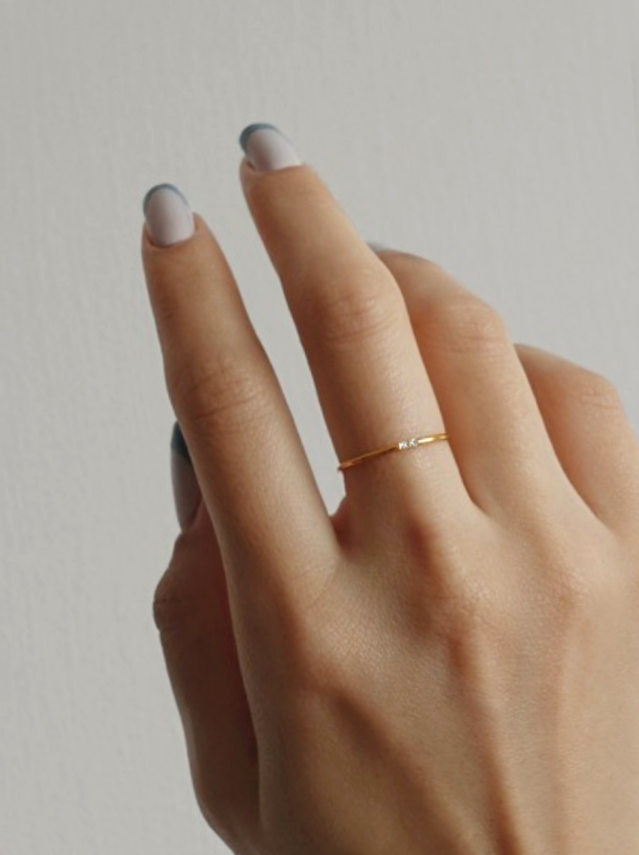 Gold Stacking Ring with Rhinestones