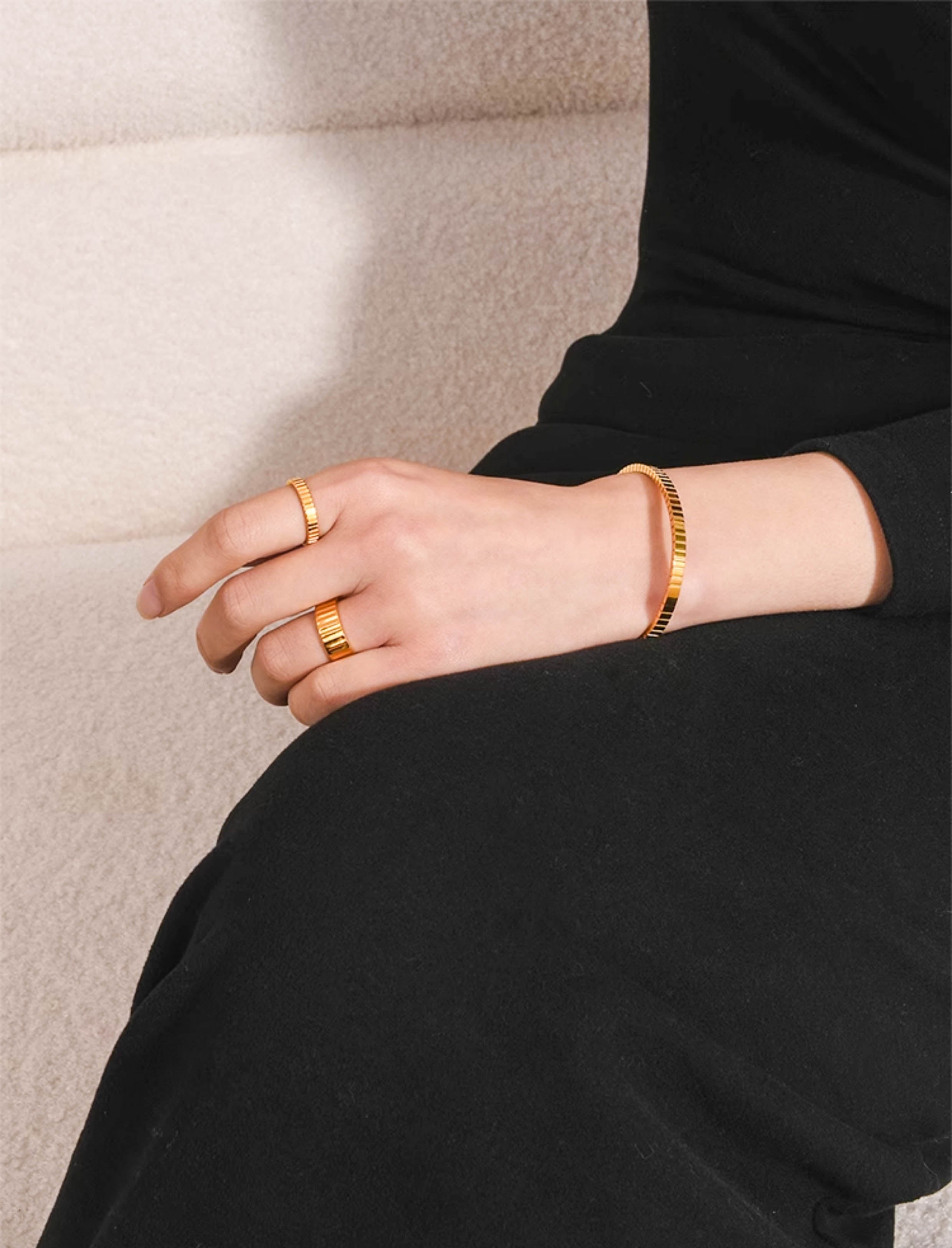 Gold Minimalistic Striped Cuff Bracelet