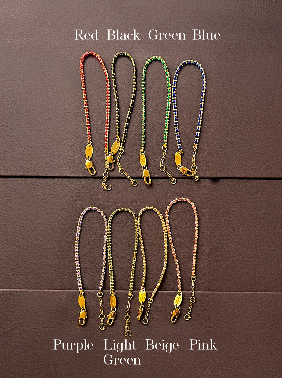 Gold Colorful Lucky Chain Bracelets, 8 Colors Available